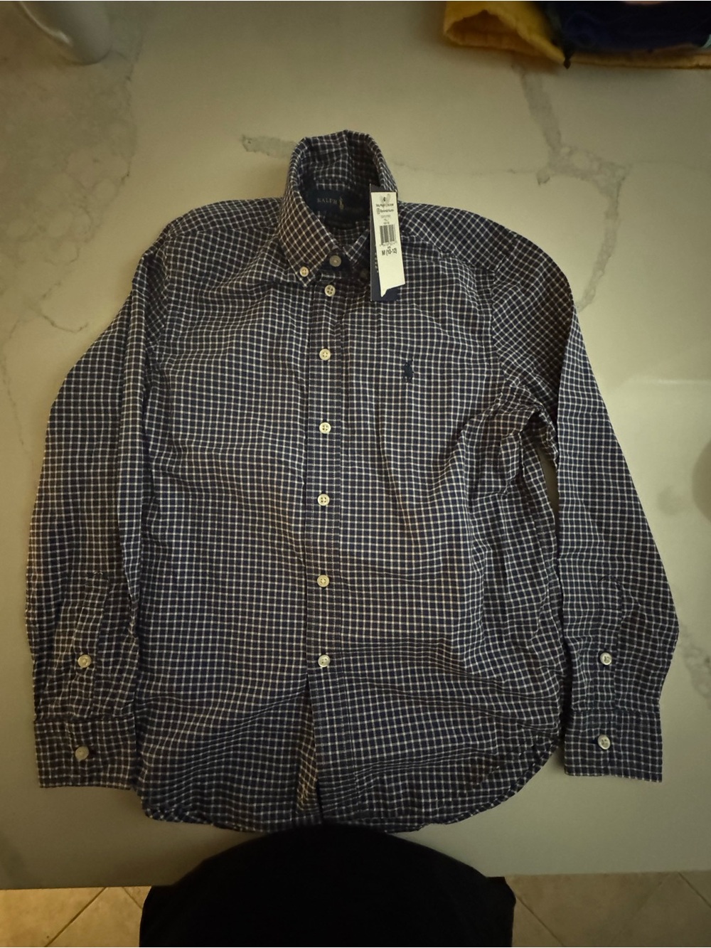 Ralph Lauren Blue and White Check Button-Down Shirt
